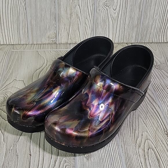 Dansko Mrbled Iridescent Patent Leather Clogs Womens Size 40 US Size 9.5-10 - Picture 10 of 14